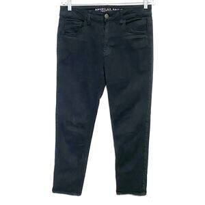 American Eagle AEO Twill Tomgirl Black Pants Womens 0S Stretch Casual Classic